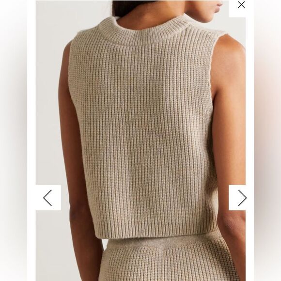 Altuzarra Amani Cropped Lace Up Merino Wool Blend Tank Mushroom Size XL - Picture 2 of 8